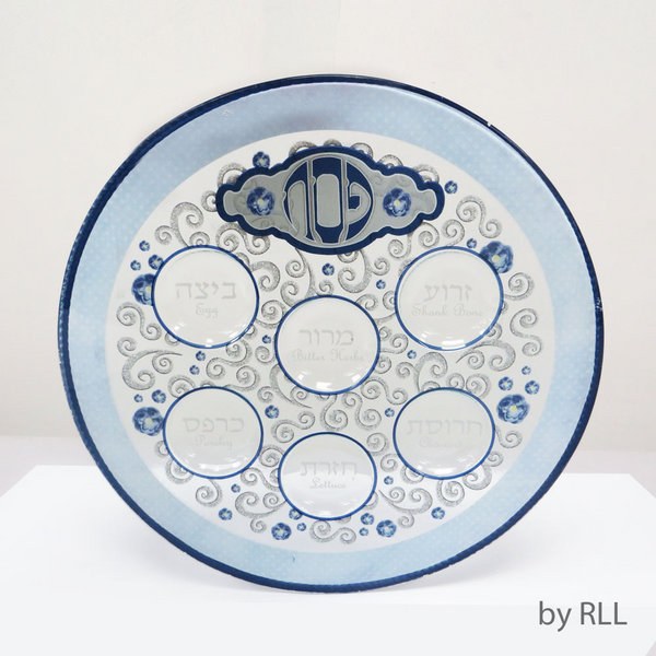 Round Glass Elegant Seder Plate The Judaica Place